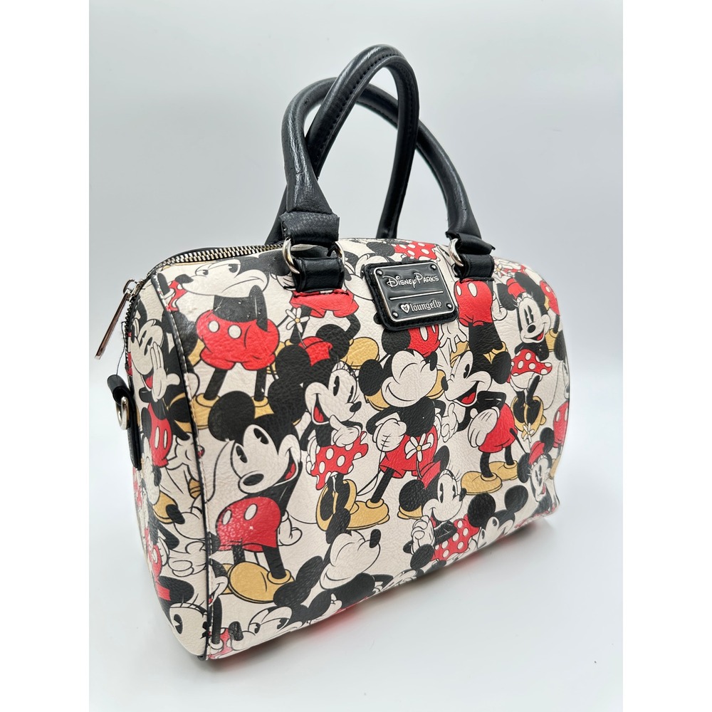 Disney Parks Loungefly Satchel Women OS White Excellent Mickey Minnie Mouse Bag